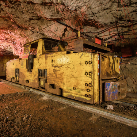 Industrial machinery inside an underground mine